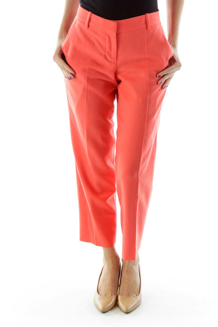 Orange Pocketed City Fit Skimmer Pants