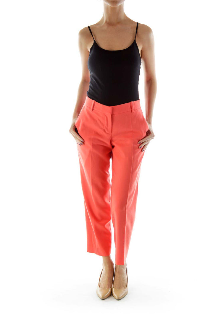 Orange Pocketed City Fit Skimmer Pants