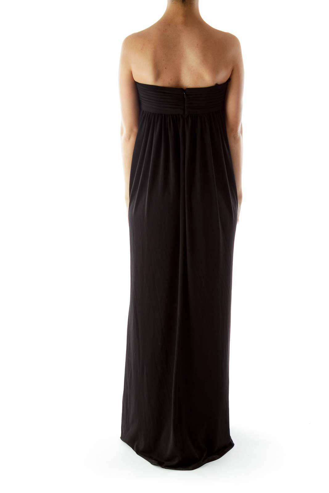 Black Strapless Color Block Evening Dress