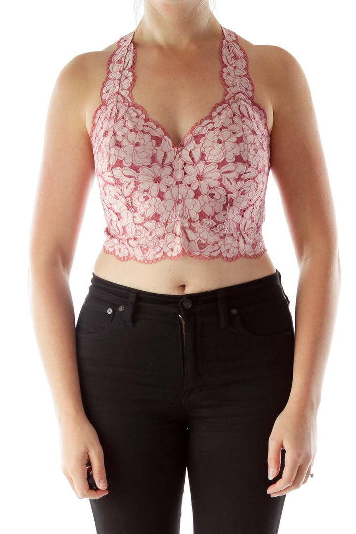 Lace Pink Cropped Top