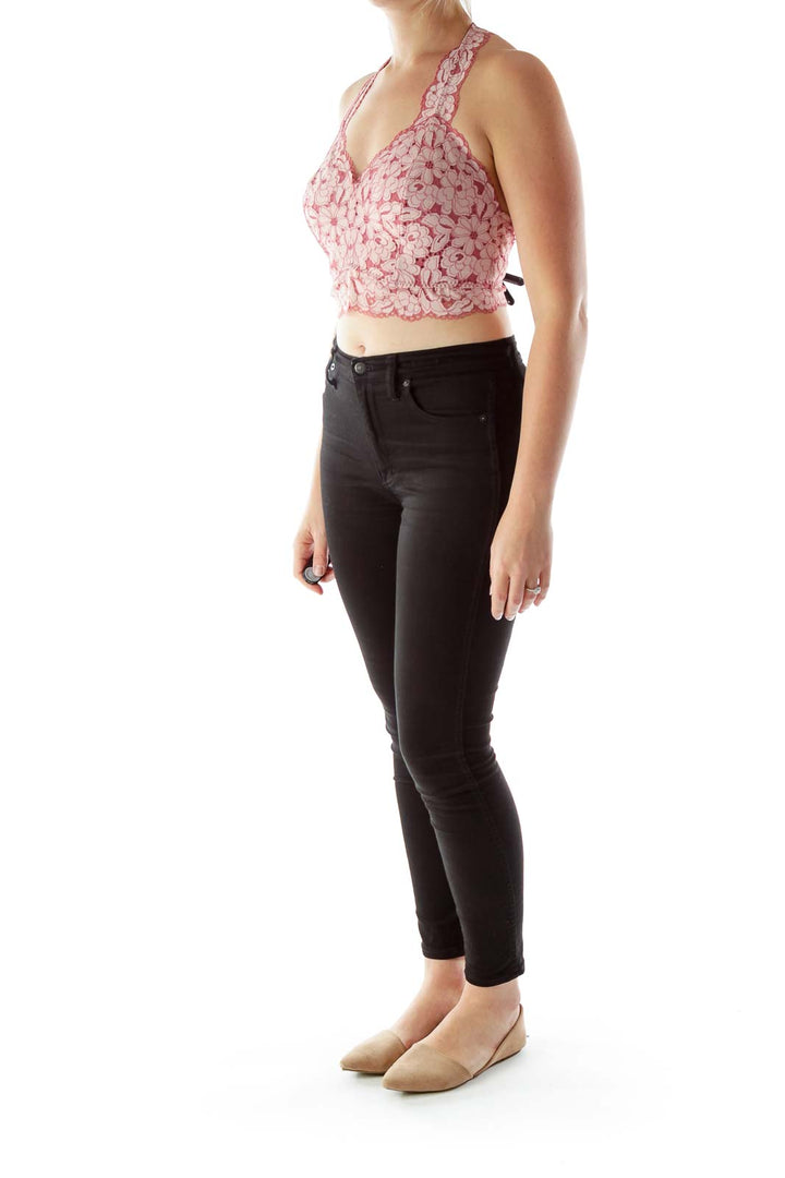 Lace Pink Cropped Top