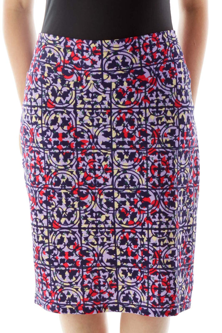 Multicolored Print Pencil Skirt