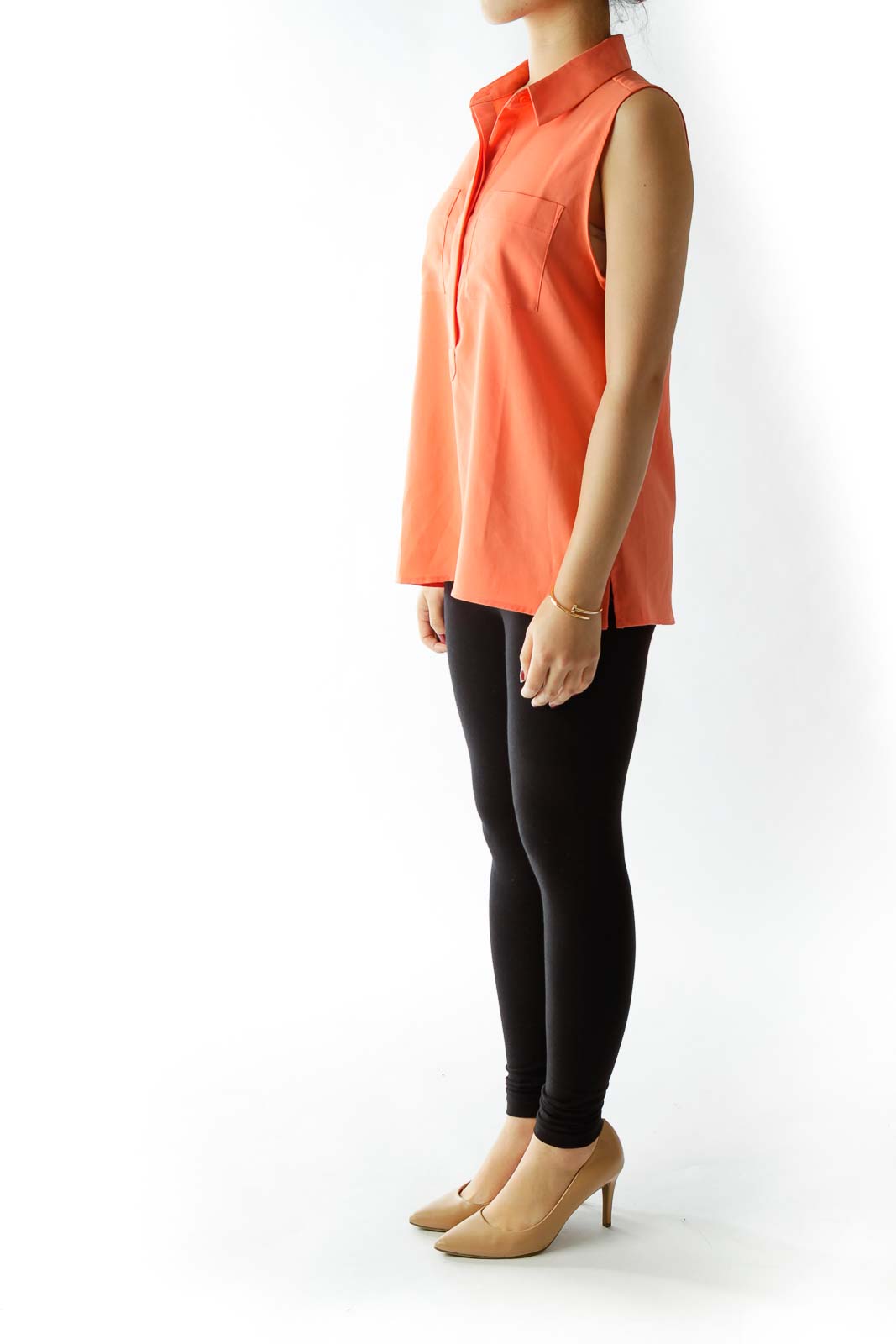 Orange Pocketed Tank Top