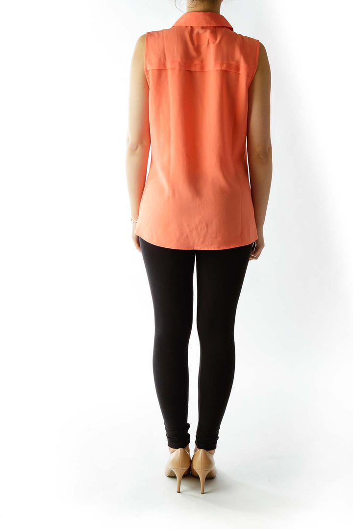 Orange Pocketed Tank Top