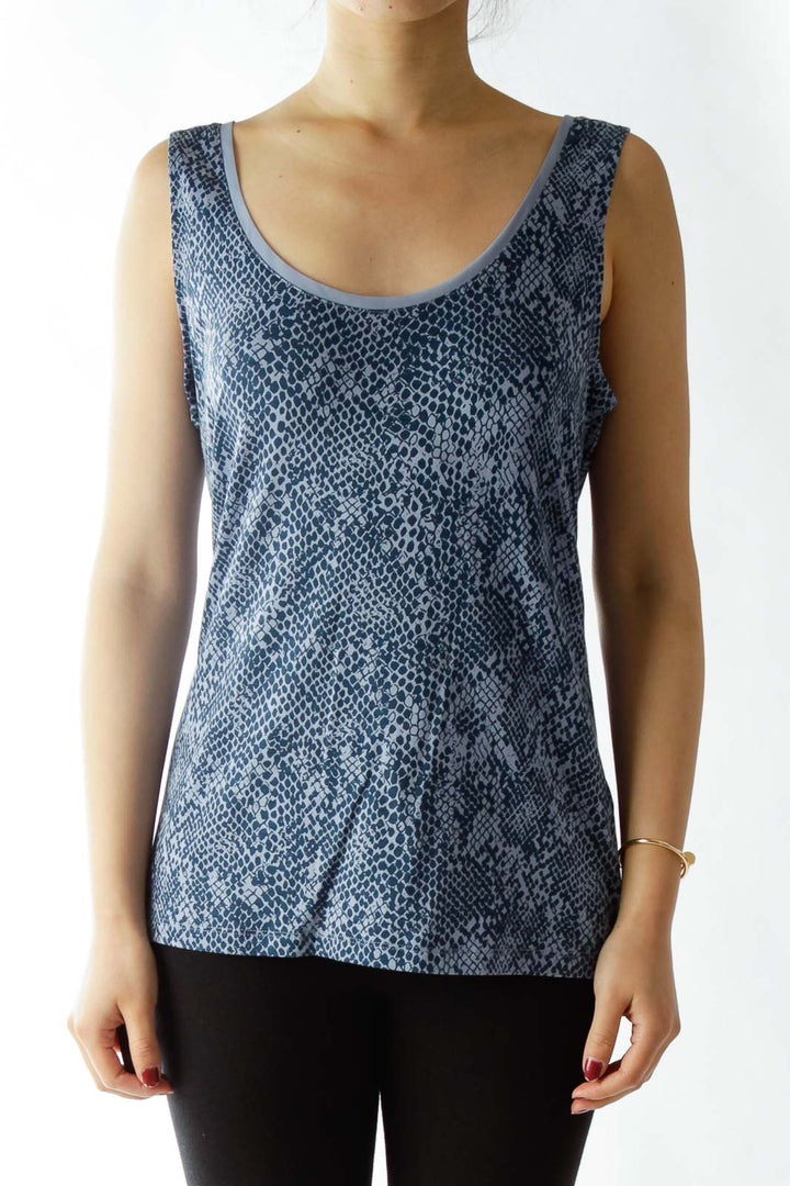 Blue Snake Skin Print Tank Top