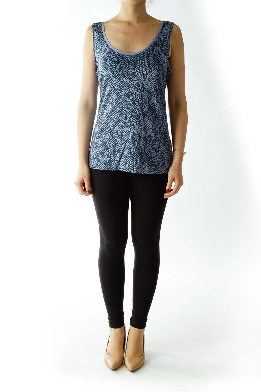 Blue Snake Skin Print Tank Top