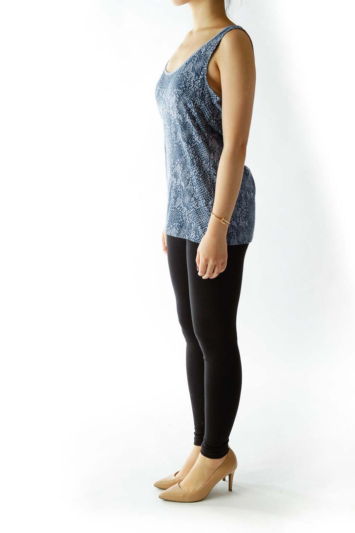 Blue Snake Skin Print Tank Top