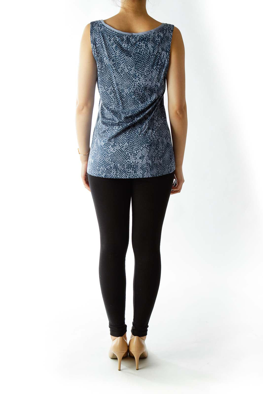 Blue Snake Skin Print Tank Top