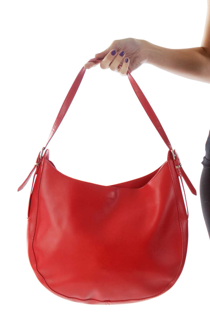 Red Faux-Leather Boho Shoulder Bag