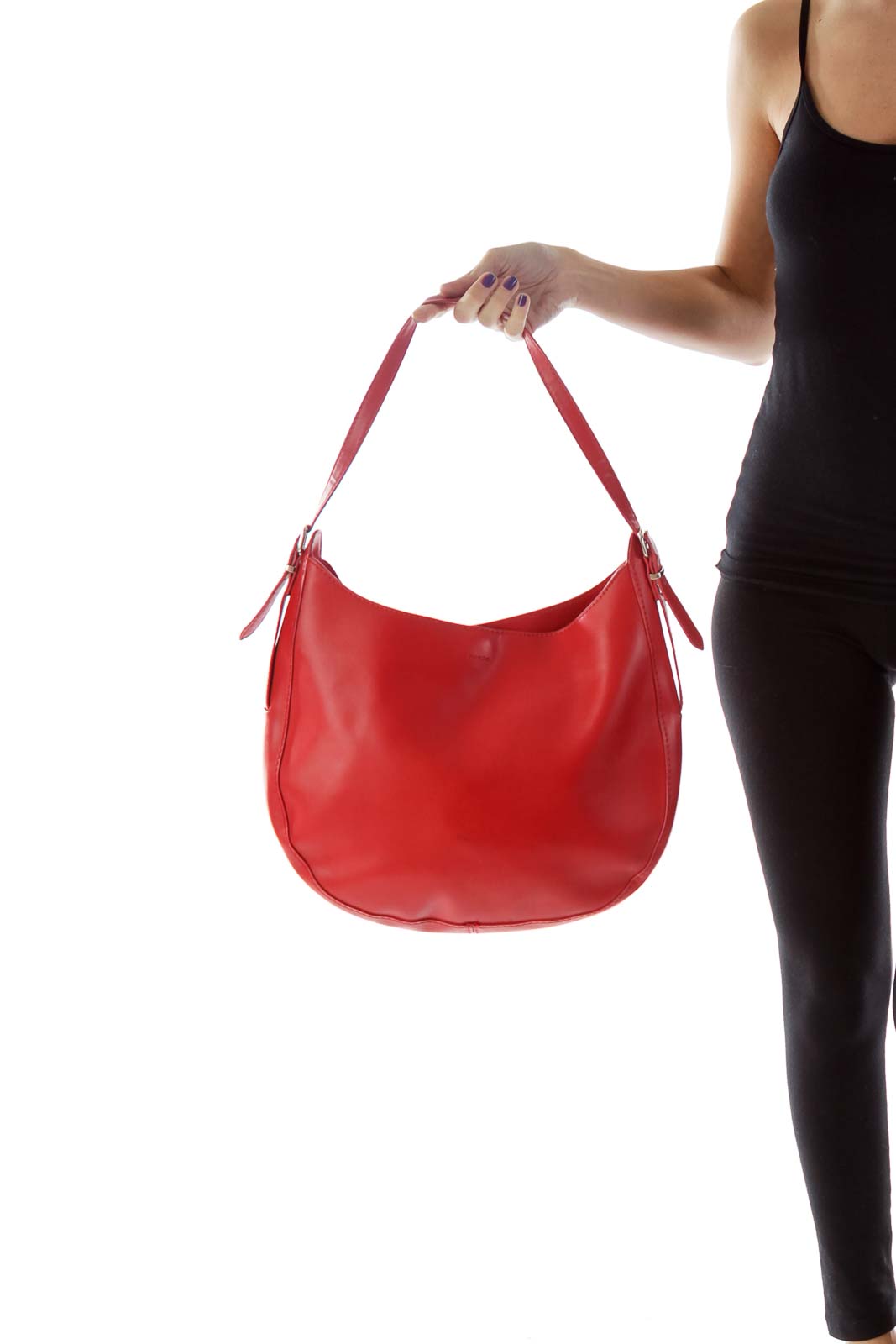 Red Faux-Leather Boho Shoulder Bag