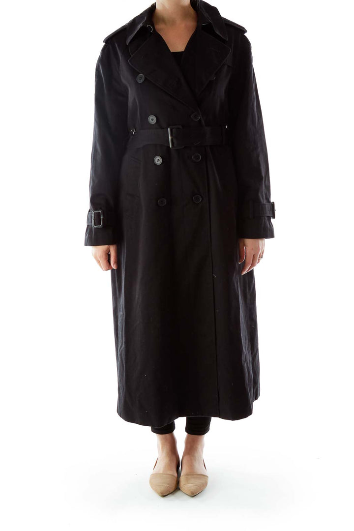 Black Buttoned Trench Coat