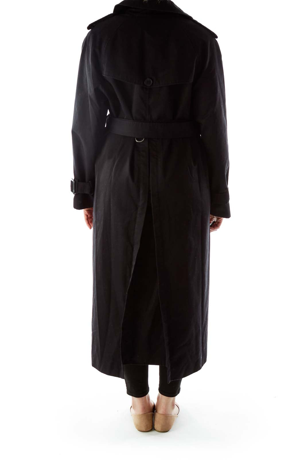 Black Buttoned Trench Coat