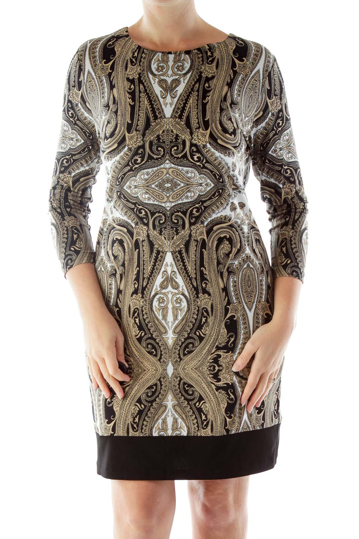 Black Gold Paisley Work Dress