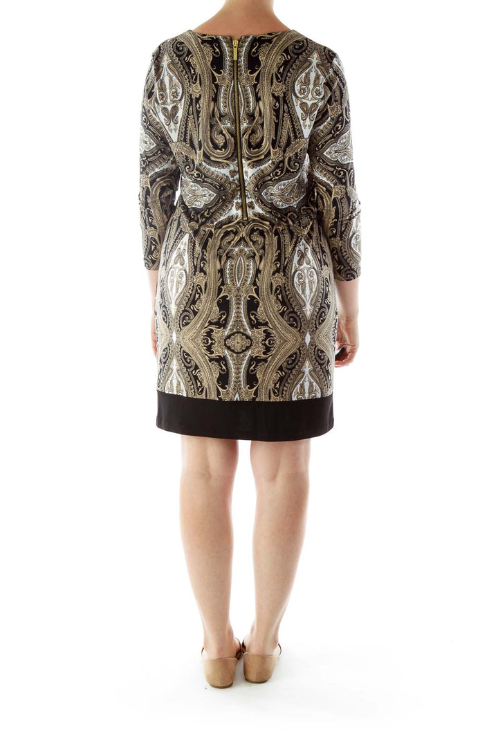 Black Gold Paisley Work Dress