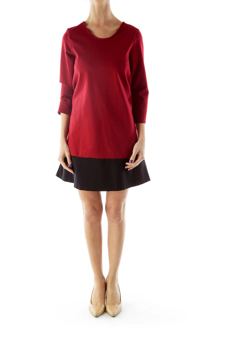 Red Black Bicolor Shift Dress