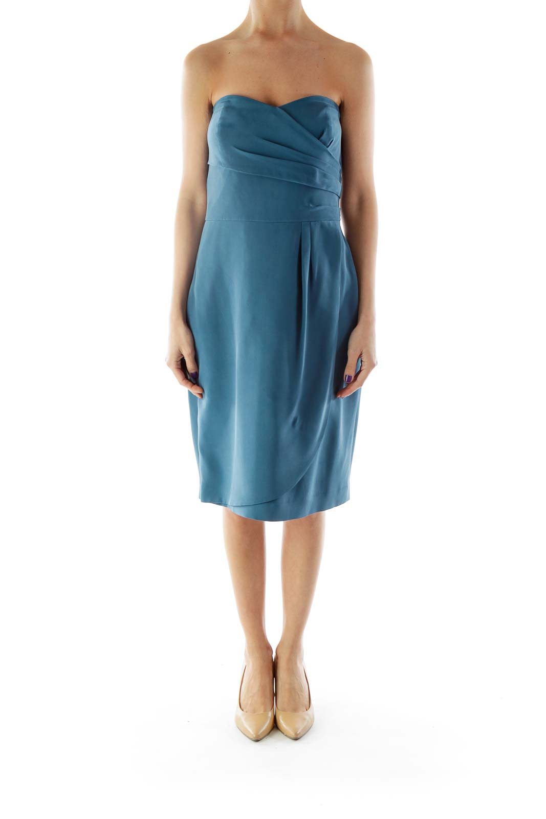 Blue Strapless Cocktail Dress