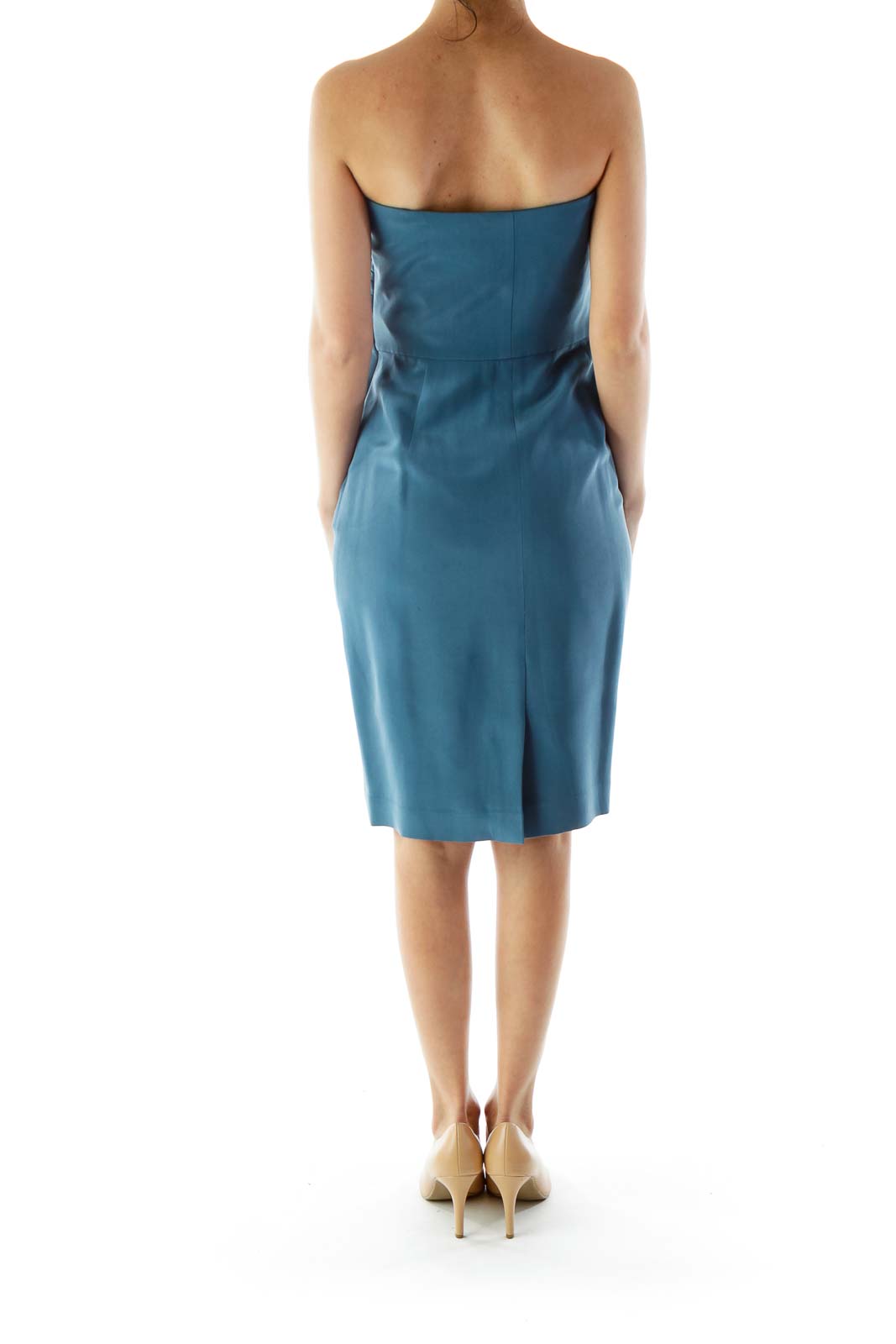 Blue Strapless Cocktail Dress