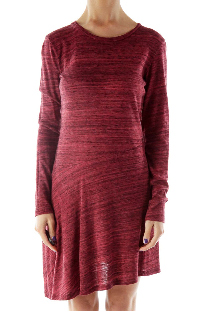 Red Black Mottled A-Line Asymmetrical T-Shirt Dress