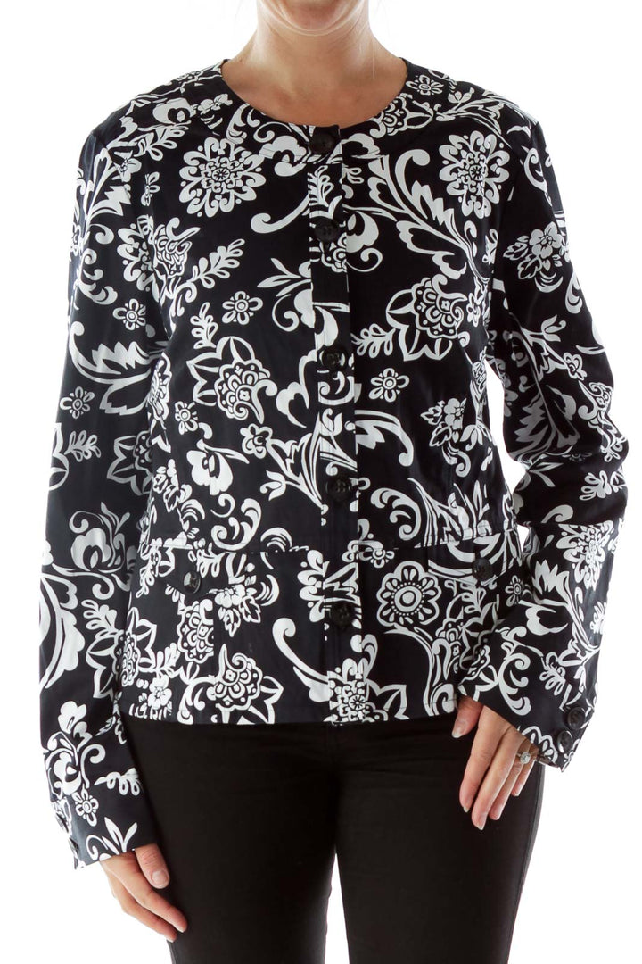 Black and White Printed Long Sleeve