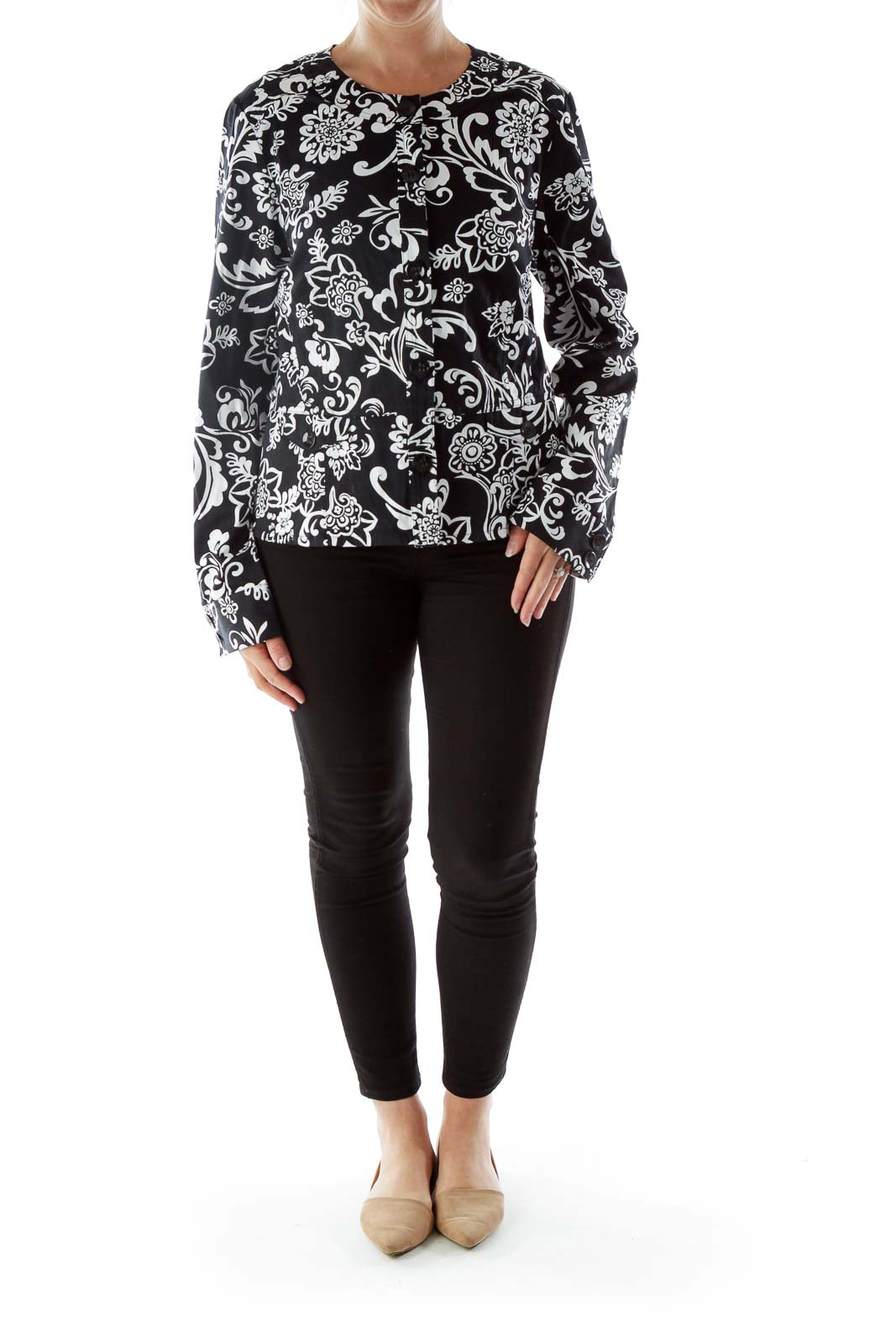 Black and White Printed Long Sleeve