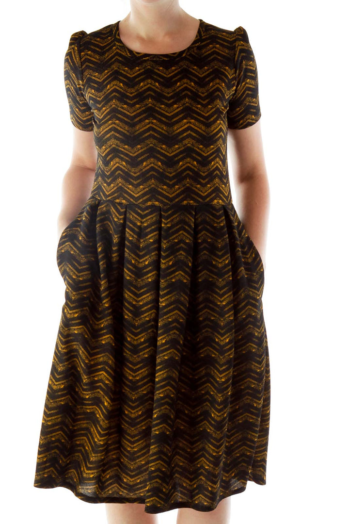 Black & Brown ZigZagged Dress