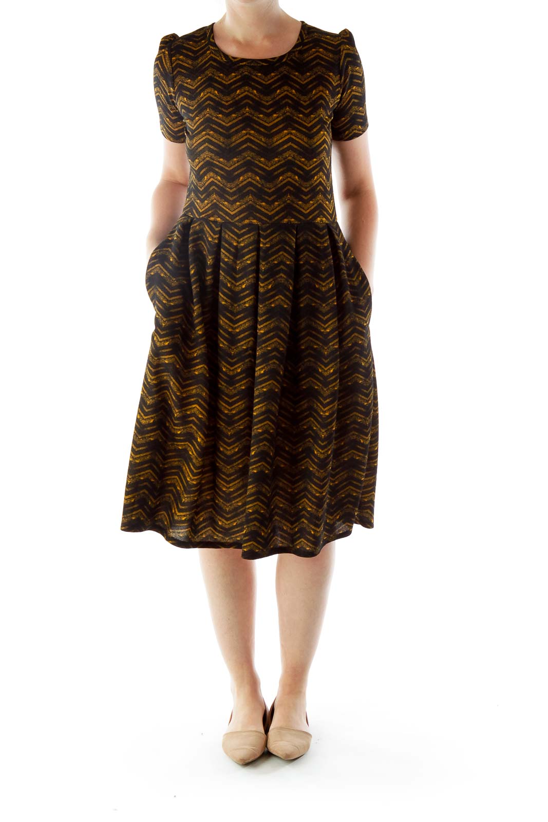 Black & Brown ZigZagged Dress