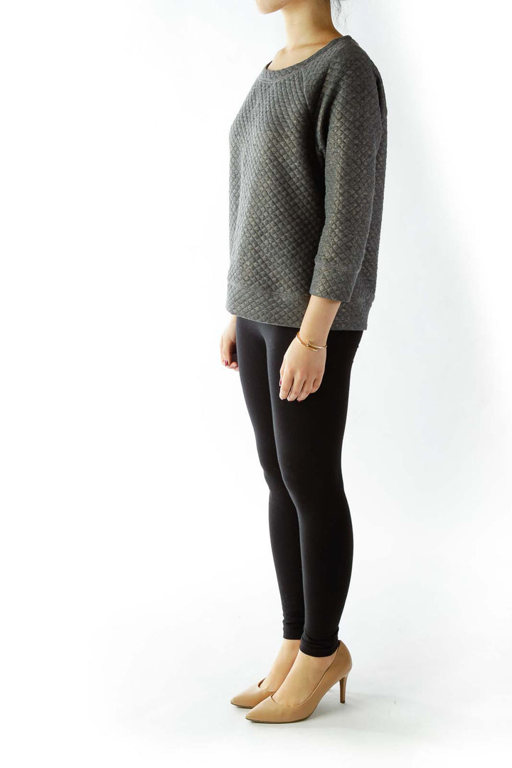 Gray Metallic Textured Sweatshirt