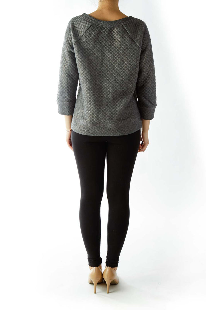 Gray Metallic Textured Sweatshirt