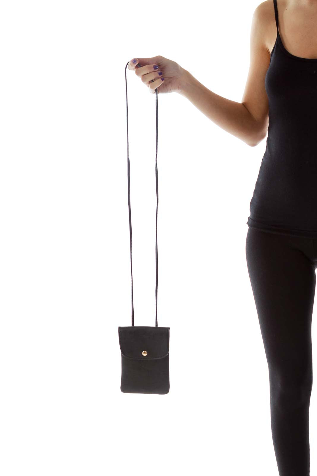 Black Buttoned Cross Body Bag