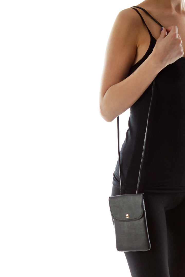 Black Buttoned Cross Body Bag