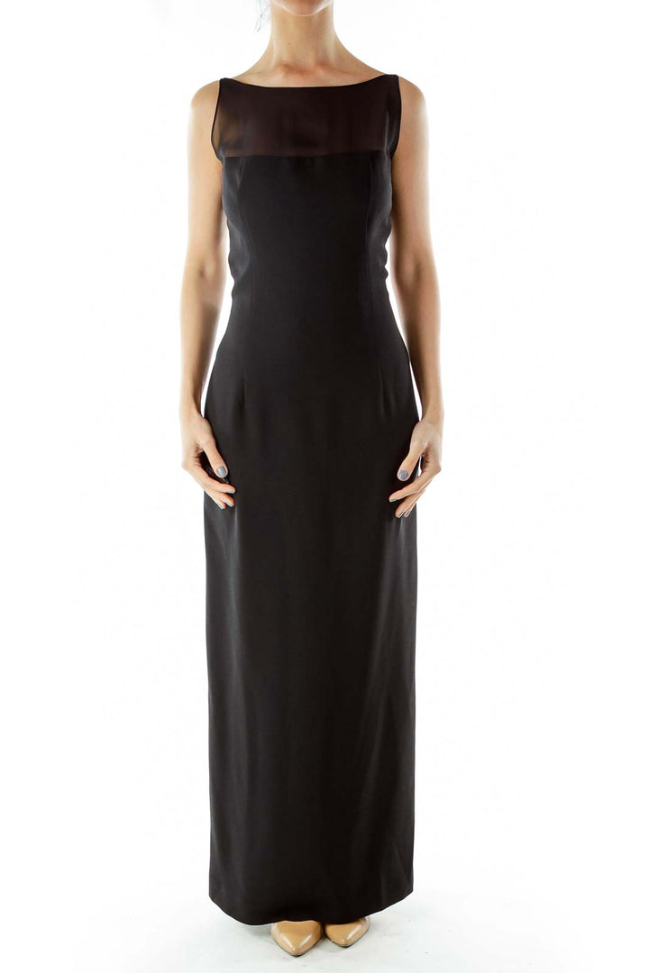 Black Evening Gown with Sheer Detail