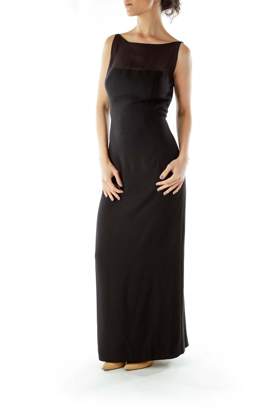 Black Evening Gown with Sheer Detail