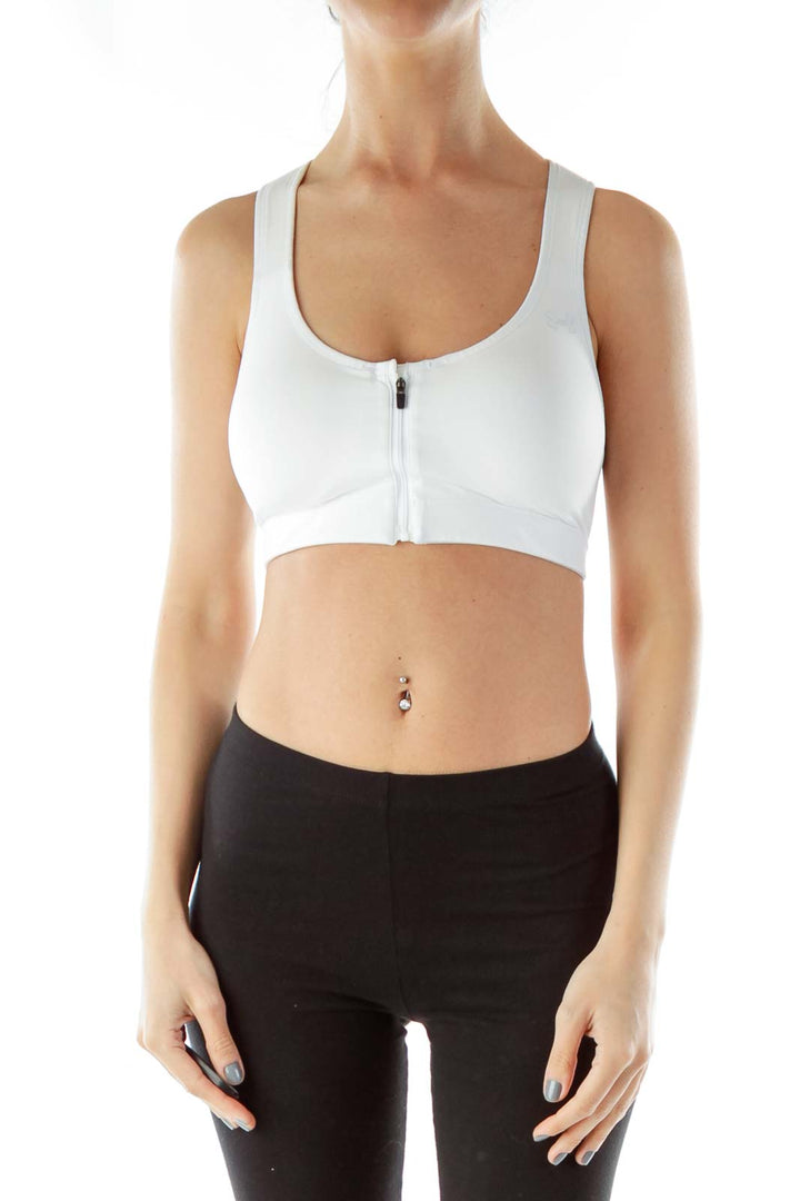 White Zippered Sports Bra