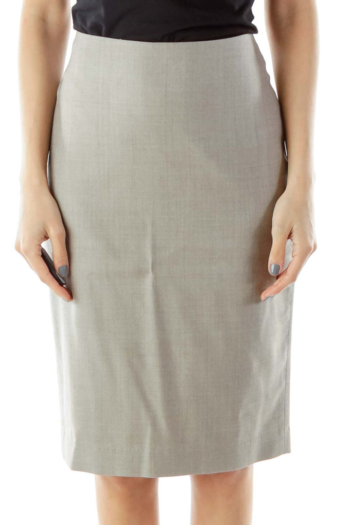 Gray Pencil Midi Suit Skirt