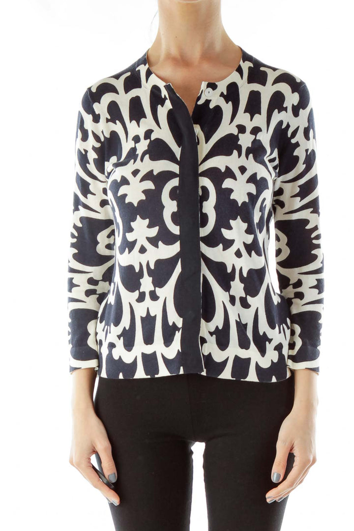 Black White Printed Cardigan