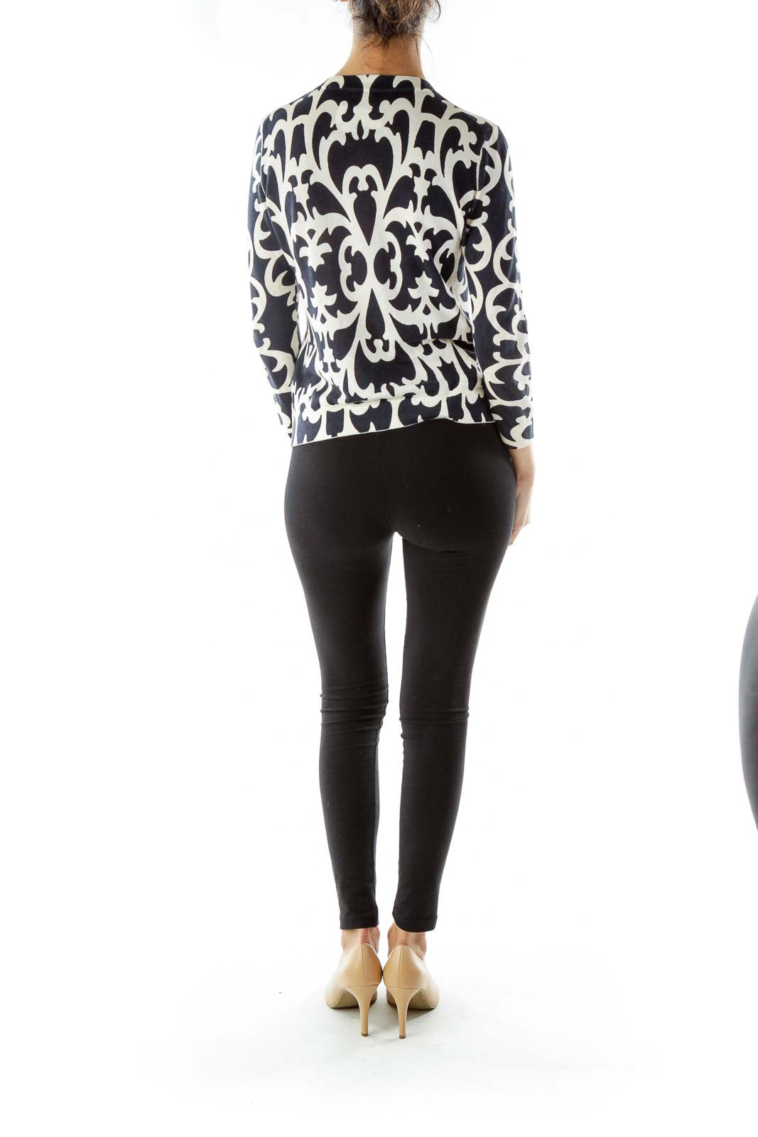 Black White Printed Cardigan