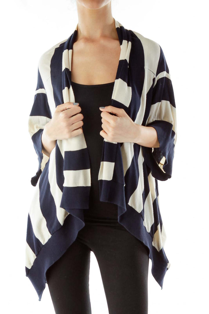 Cream Navy Loose Cardigan