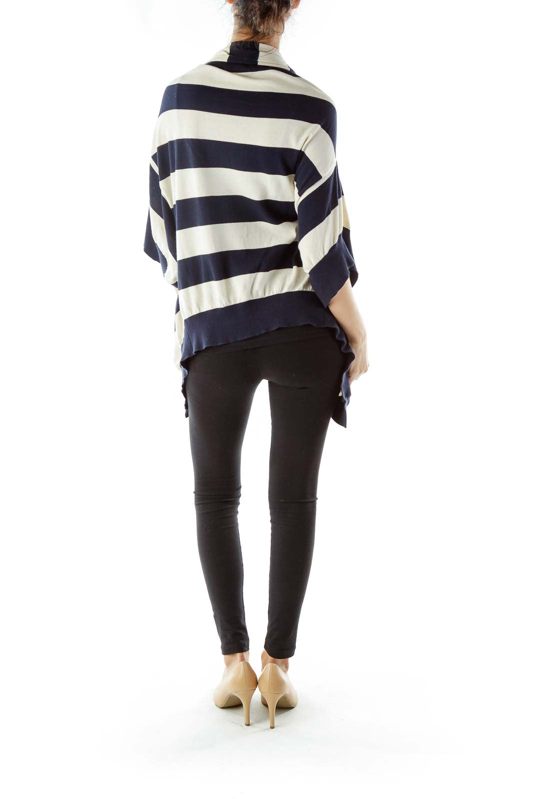 Cream Navy Loose Cardigan