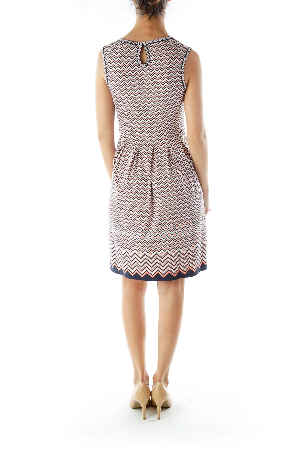 Navy Pink White Chevron Day Dress