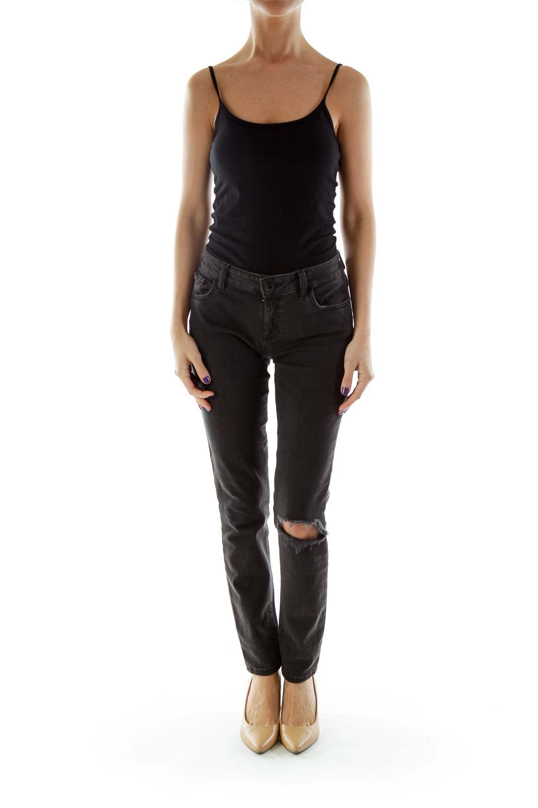 Black Distressed Skinny Jeans