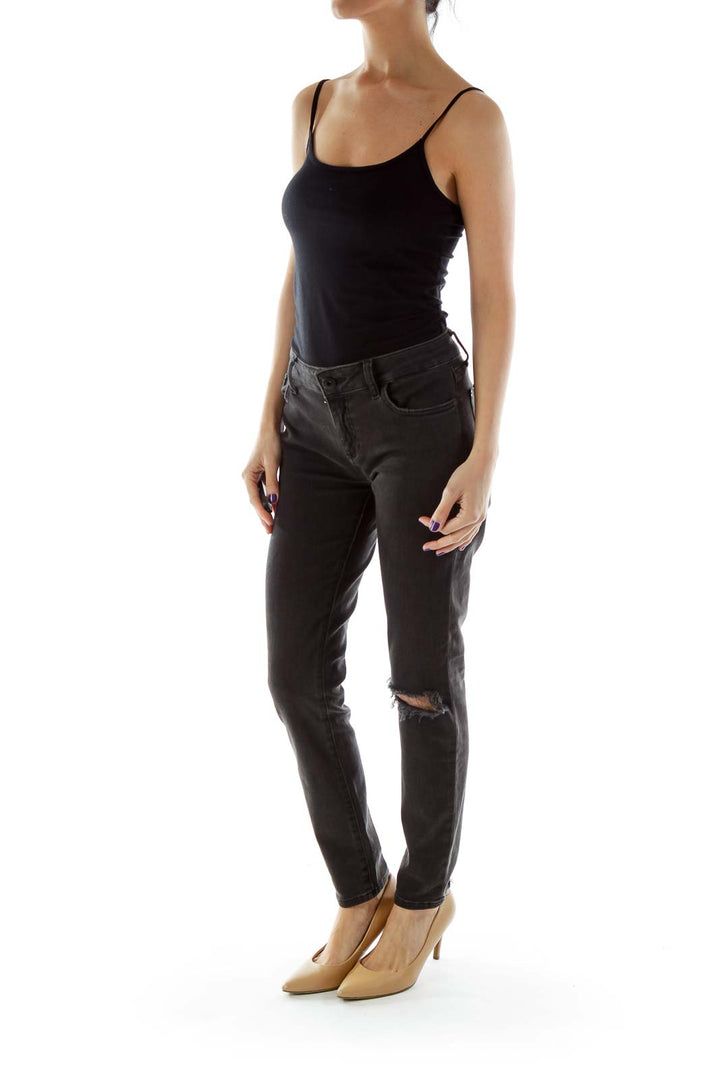 Black Distressed Skinny Jeans