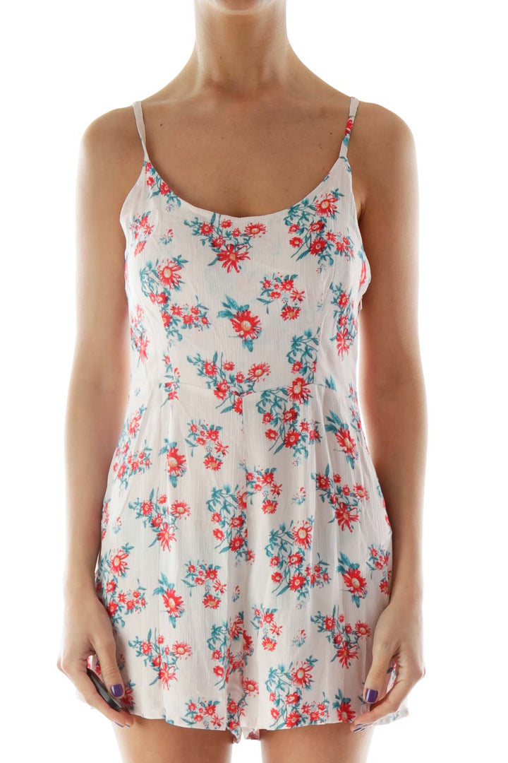 Pink Floral Print Romper