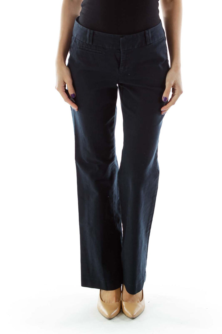 Navy Pocketed Straight Leg Pants