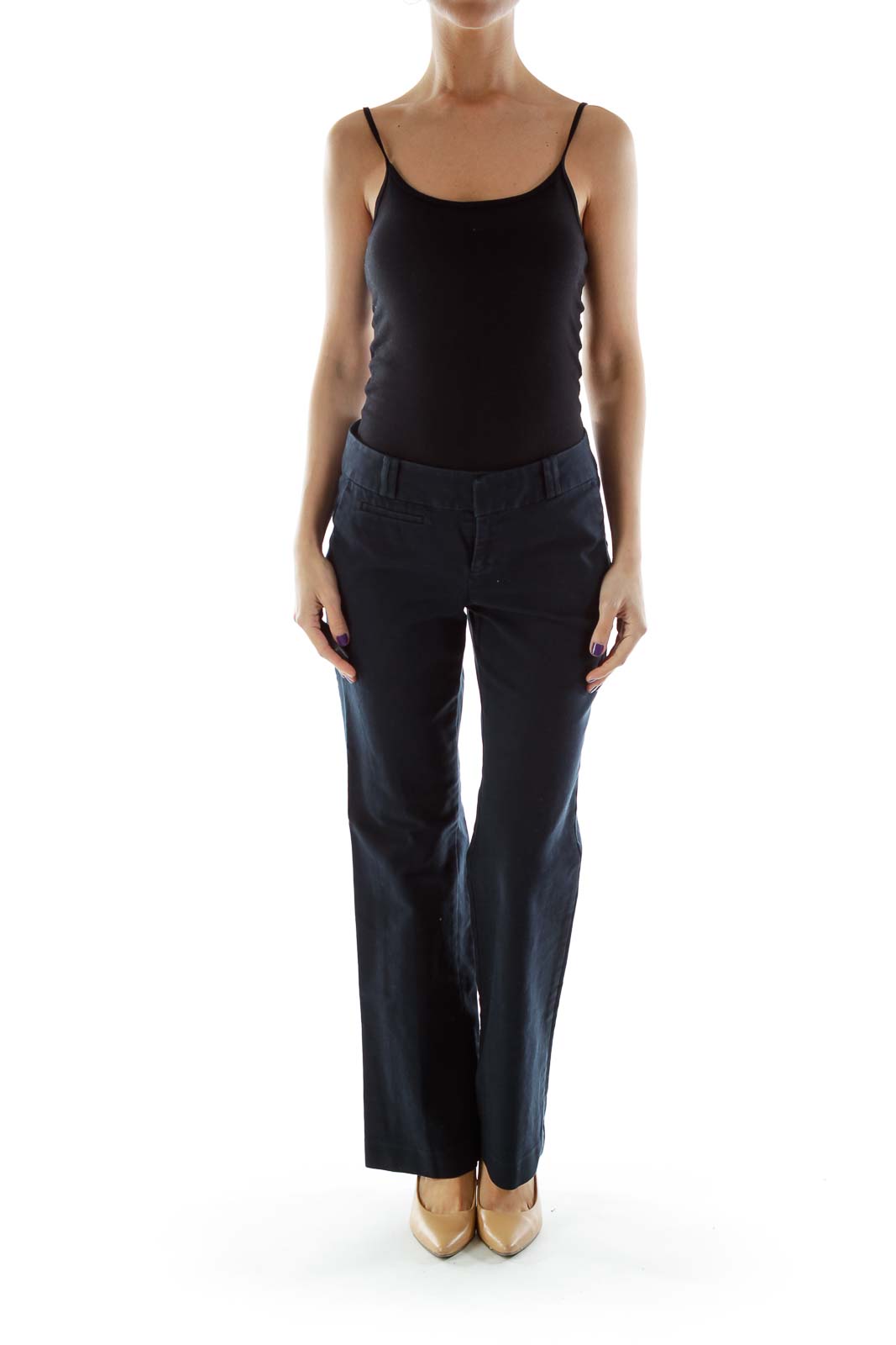 Navy Pocketed Straight Leg Pants