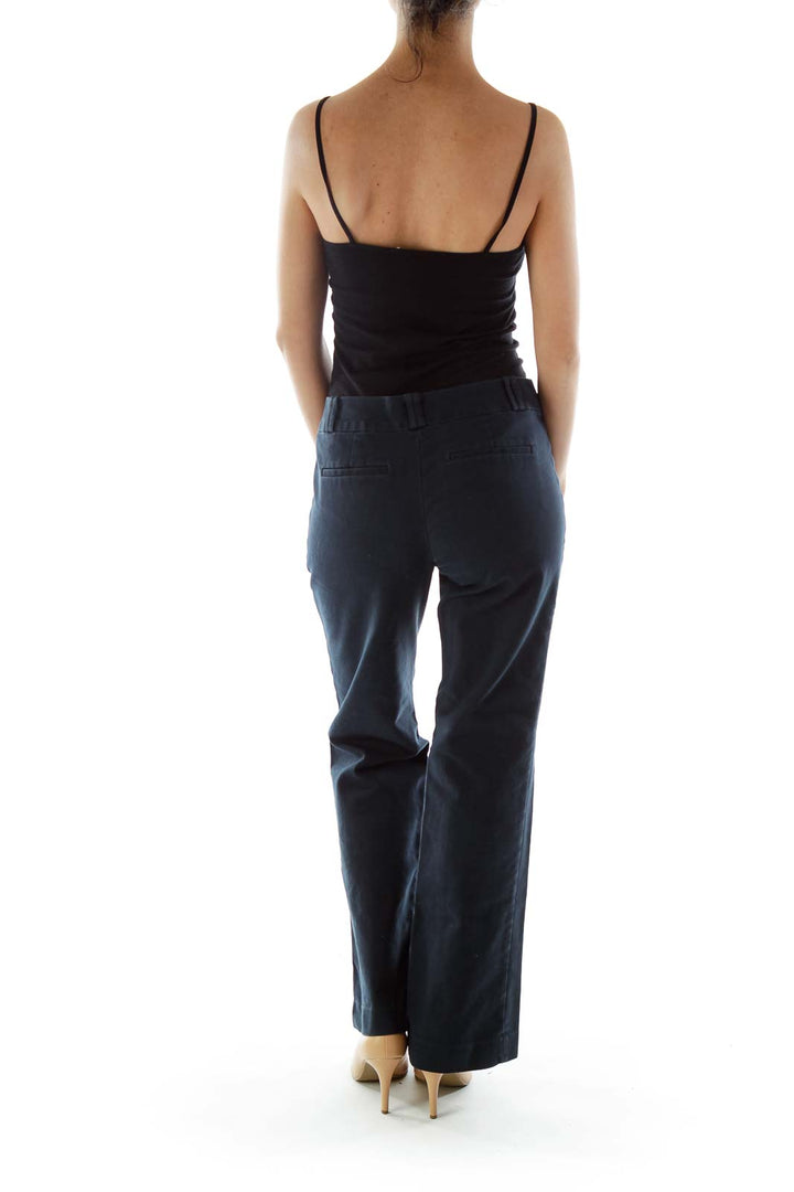 Navy Pocketed Straight Leg Pants