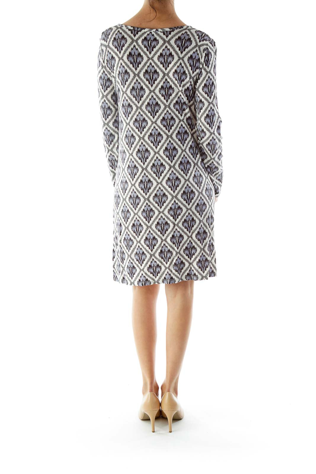 Blue Black White Printed Dress