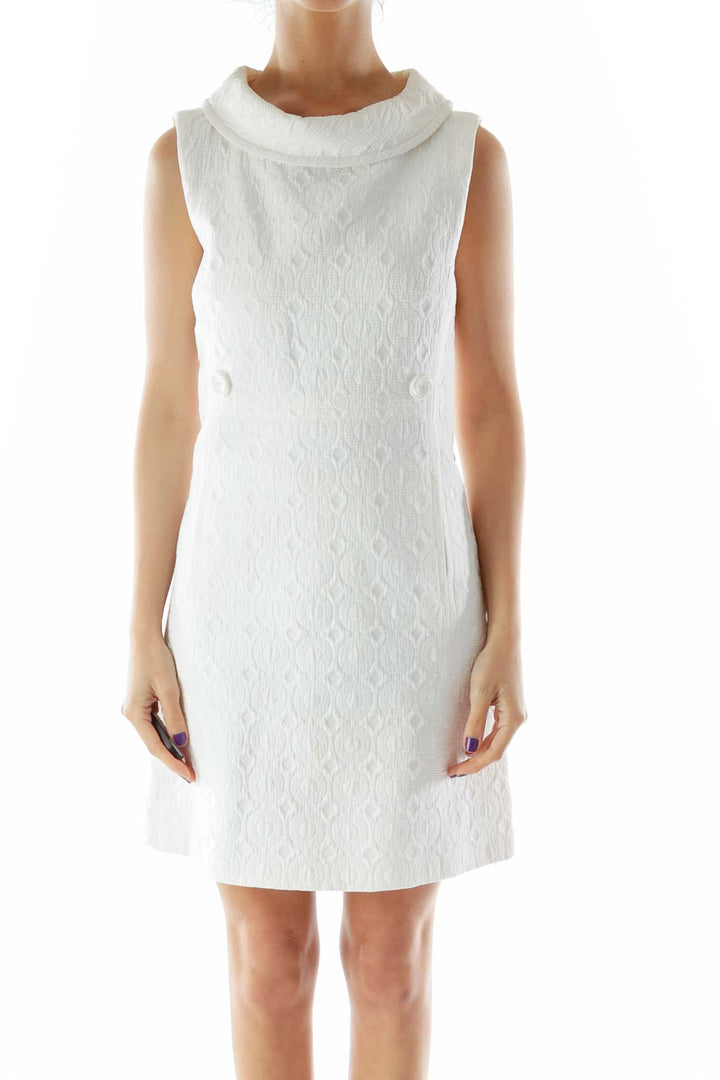 Off White Textured Work Dress