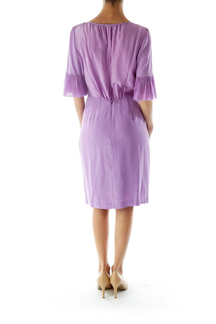 Purple Silk Ruffled Cocktail Dress