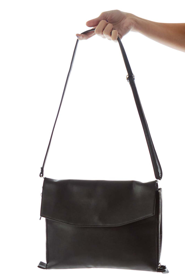 Black Zippered Cross Body Bag