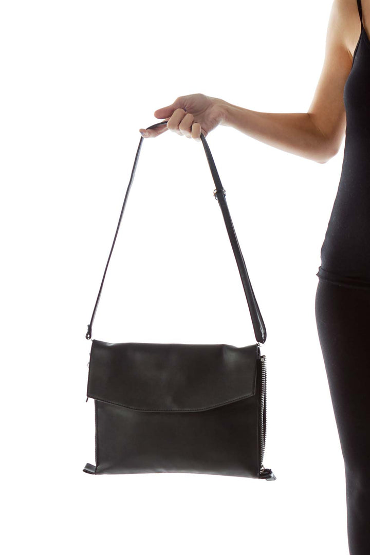 Black Zippered Cross Body Bag